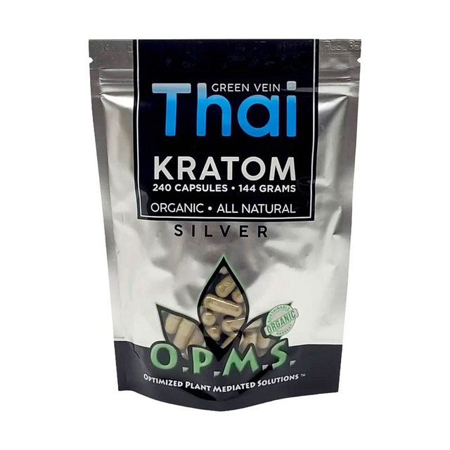 O.P.M.S.® Silver Kratom Capsules – Green Vein - THAI