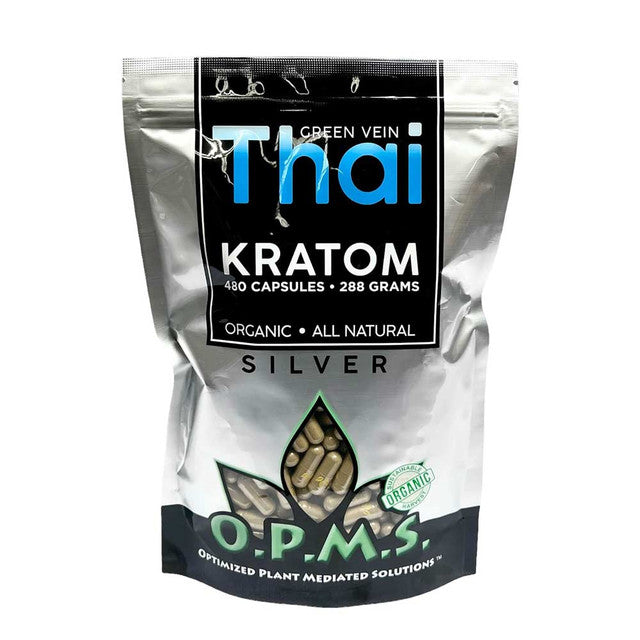 O.P.M.S.® Silver Kratom Capsules – Green Vein - THAI