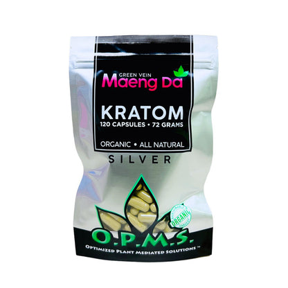 O.P.M.S.® Silver Green Vein Maeng Da Kratom Capsules