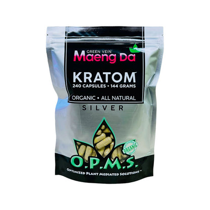 O.P.M.S.® Silver Green Vein Maeng Da Kratom Capsules