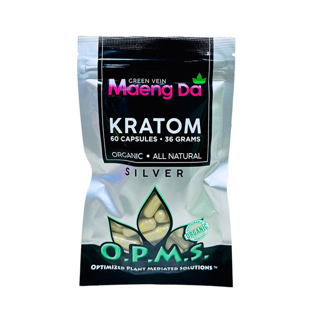 O.P.M.S.® Silver Green Vein Maeng Da Kratom Capsules