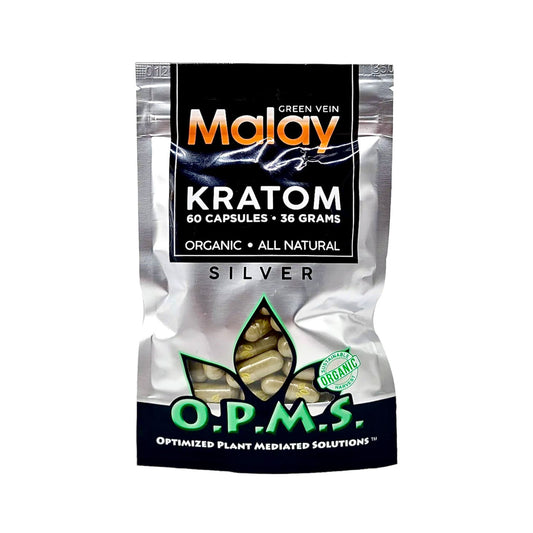 O.P.M.S.® Silver Kratom Capsules – Green Vein - MALAY