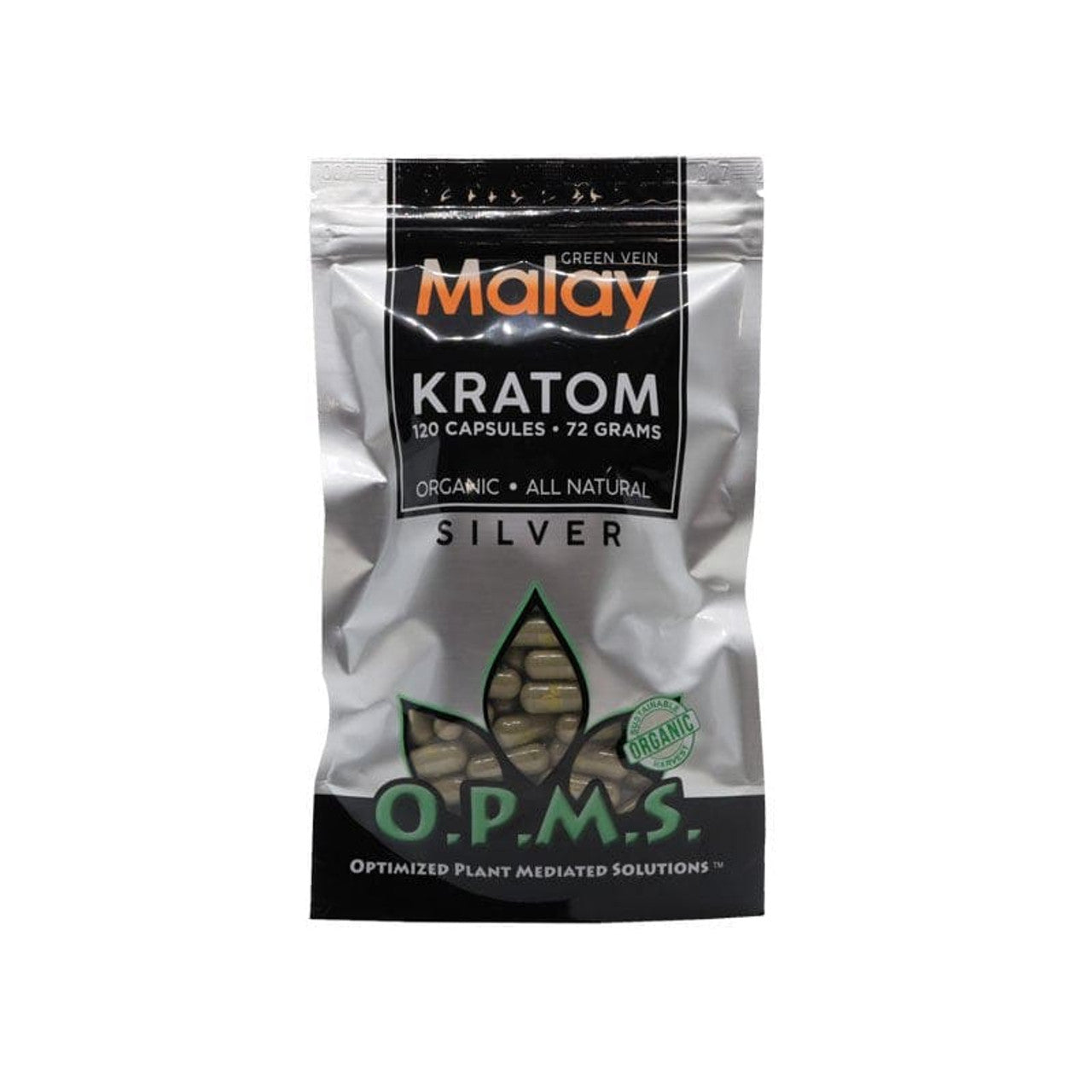 O.P.M.S.® Silver Kratom Capsules – Green Vein - MALAY