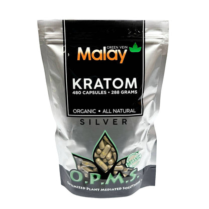 O.P.M.S.® Silver Kratom Capsules – Green Vein - MALAY