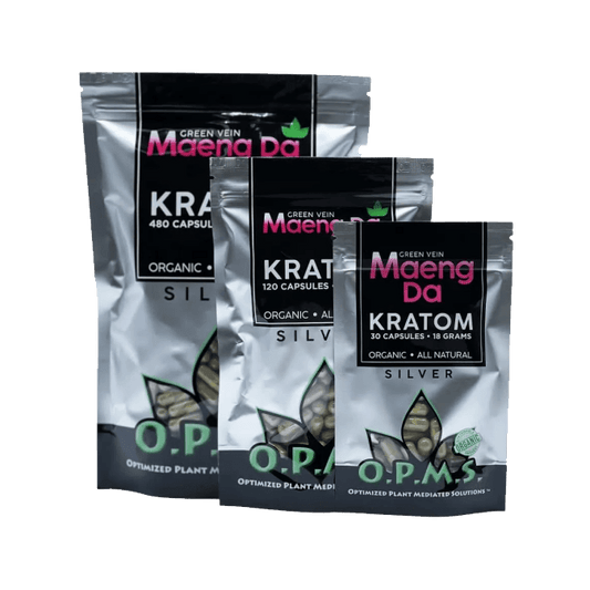 O.P.M.S.® Silver Green Vein Maeng Da Kratom Capsules