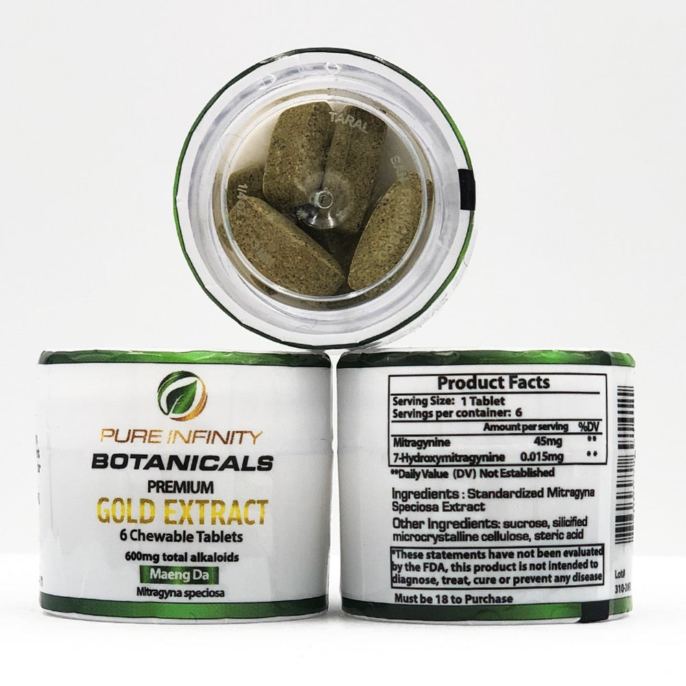 Pure Infinity Botanicals Gold Kratom Extract 6 Tablets